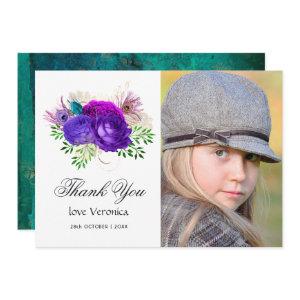 Spanish Mardi Gras Watercolor Floral Quinceañera T Thank You Card