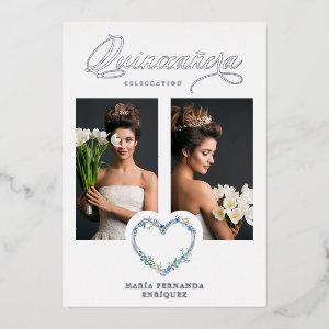 Spanish Mis XV años Romantic Blue Shades Heart Foil