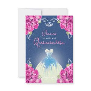 SPANISH PINK & BLUE QUINCEAÑERA | THANK YOU CARD