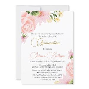 Spanish Pink Floral Quinceanera