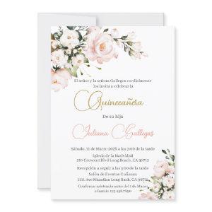 Spanish Pink Floral Quinceanera