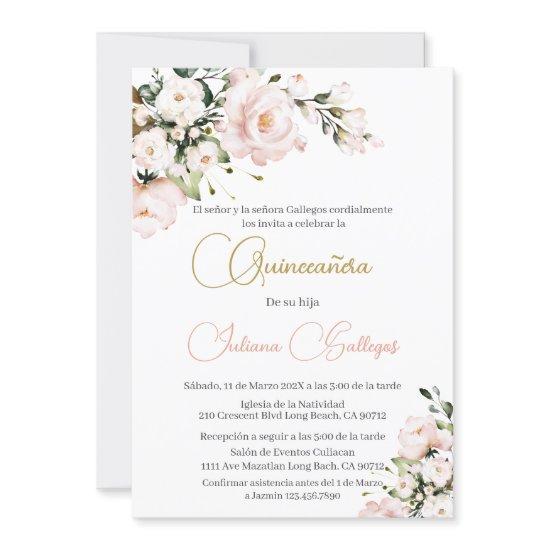 Spanish Pink Floral Quinceanera