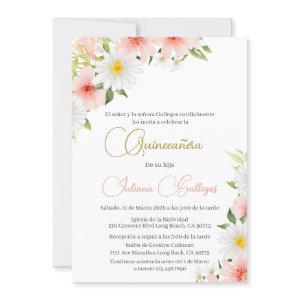 Spanish Pink Floral Quinceanera