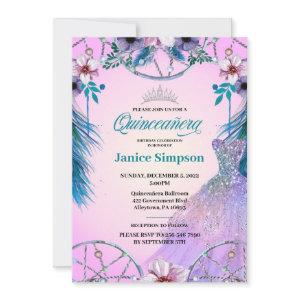 Spanish Quinceañera feather Dream catcher pink Inv