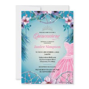 Spanish Quinceañera feather Dream catcher pink Inv