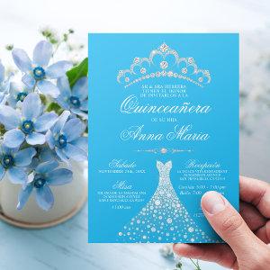 Spanish Quinceañera Mis Quince Blue Turquoise