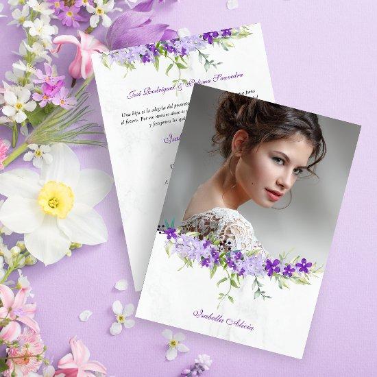 Spanish Quinceañera Photo Floral Garland in Purple