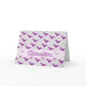 Spanish Quinceañera Pink Purple Hearts Card