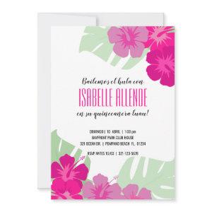 SPANISH quinceañera TROPICAL LUAU pink floral