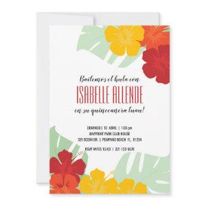 SPANISH quinceañera TROPICAL LUAU red floral