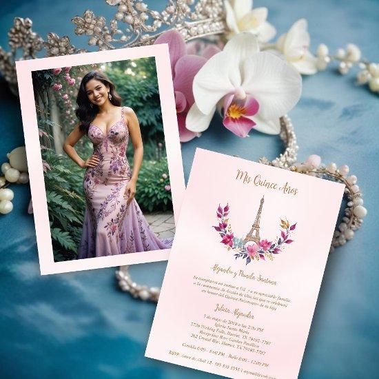 Spanish Quinces Pink Garland Eiffel Tower Photo