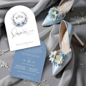 Spanish Romantic Blue Floral Quinceañera Tiara