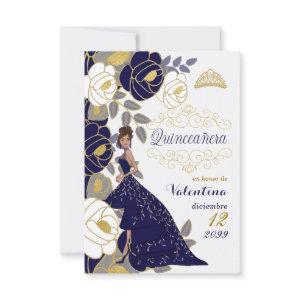Spanish Save the Date Blue Quinceanera No Photo