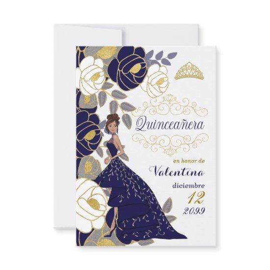 Spanish Save the Date Blue Quinceanera No Photo