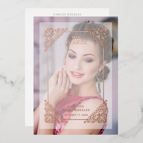 Spanish Vintage Flourish Vellum Effect Mis XV Años Foil