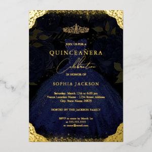 Sparkle Blue Gold Dress Tiara Photo Quinceanera  Foil