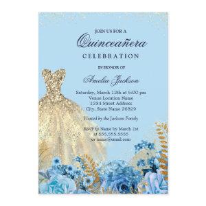 Sparkle Blue Gold Glitter Dress Sweet Sixteen
