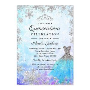 Sparkle Blue Purple Snowflakes Winter Quinceanera