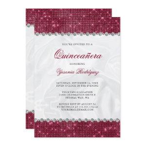 Sparkle Burgundy Glitter Glam Diamond Quinceañera