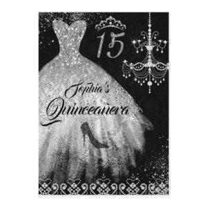 Sparkle Diamond Dress Silver Black Quinceanera