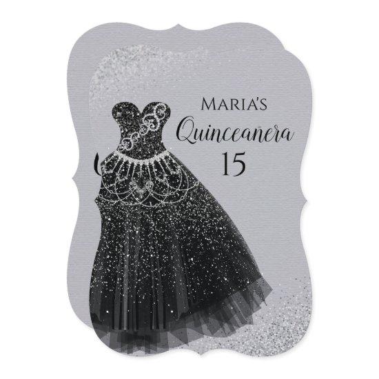 Sparkle Dress Black Silver Quinceañera