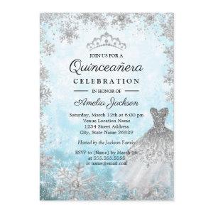 Sparkle Dress Blue Snowflakes Winter Quinceanera