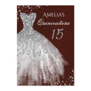 Sparkle Dress Burgundy Silver Quinceanera