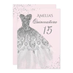 Sparkle Dress Pink Silver Quinceanera