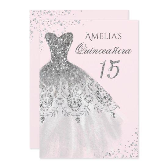 Sparkle Dress Pink Silver Quinceanera