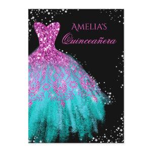 Sparkle Dress Pink Teal Quinceanera