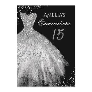 Sparkle Dress Silver Black Quinceanera