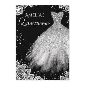 Sparkle Dress White Black Lace Quinceanera