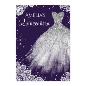 Sparkle Dress White Lace Purple Quinceanera