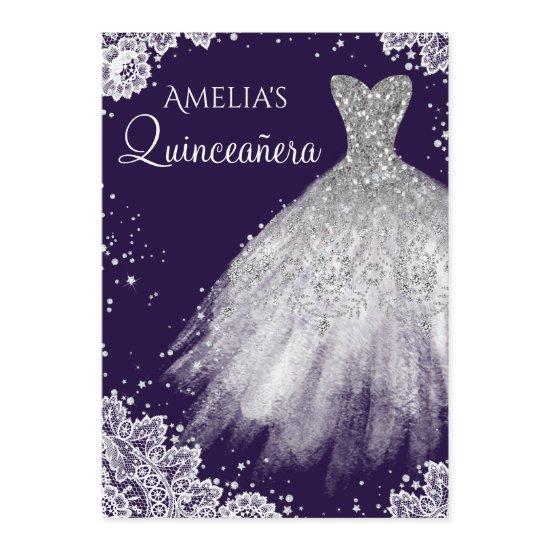 Sparkle Dress White Lace Purple Quinceanera