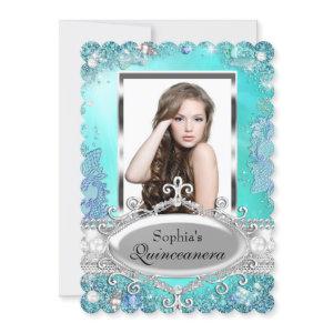 Sparkle Ocean Jewel Photo Quinceanera Invite