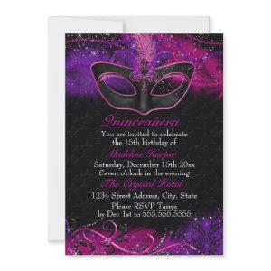 Sparkle Pink & Purple Mask Masquerade Quinceanera