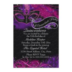 Sparkle Pink & Purple Mask Masquerade Quinceanera