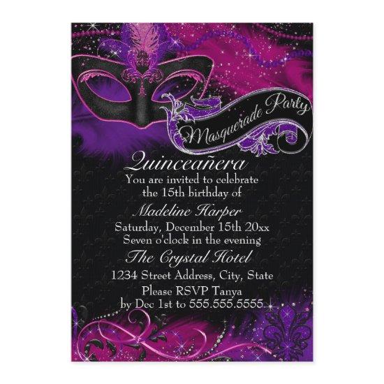 Sparkle Pink & Purple Mask Masquerade Quinceanera