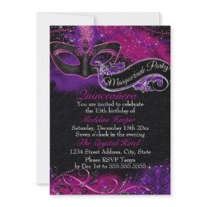 Sparkle Pink & Purple Mask Masquerade Quinceanera