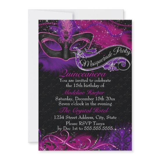 Sparkle Pink & Purple Mask Masquerade Quinceanera