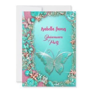 sparkle pink turquoise gold jewels Butterflies