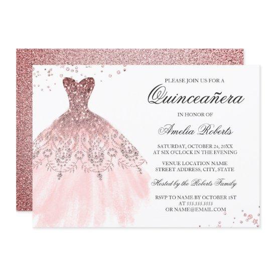 Sparkle Rose Gold Dress Quinceanera