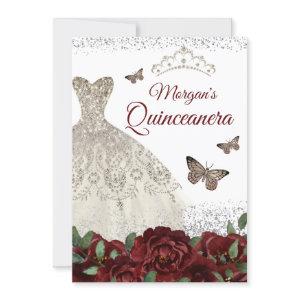 Sparkle Silver Jewel Dress Butterfly Quinceanera