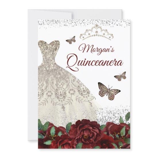 Sparkle Silver Jewel Dress Butterfly Quinceanera