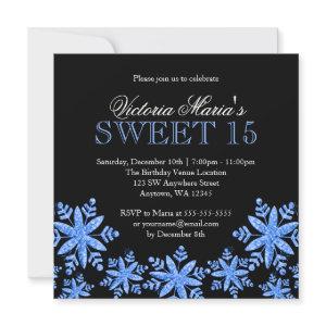 Sparkle Snowflakes Blue Sweet 15 Winter Wonderland