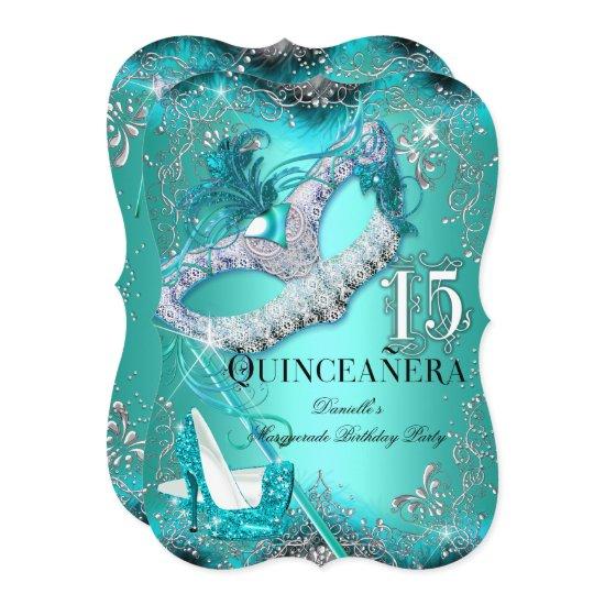 Sparkle Teal Masquerade Quinceanera Birthday