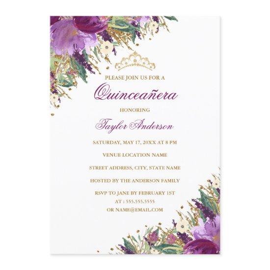 Sparkle Tiara Amethyst Purple Floral Quinceanera