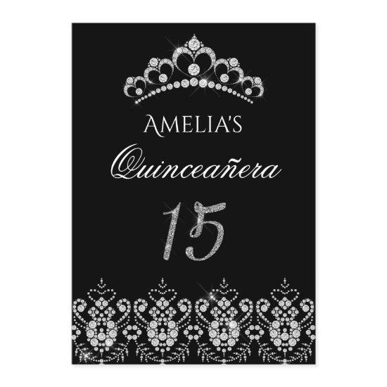 Sparkle Tiara Silver Black Quinceanera