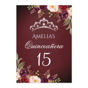 Sparkle Tiara Silver Burgundy Floral Quinceanera