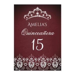 Sparkle Tiara Silver Burgundy Quinceanera